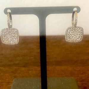 STUNNING 1.24K DIAMOND PAVE DROP EARRINGS EUC LUXURY